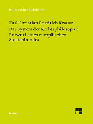 cover image of Das System der Rechtsphilosophie. Entwurf eines europäischen Staatenbundes